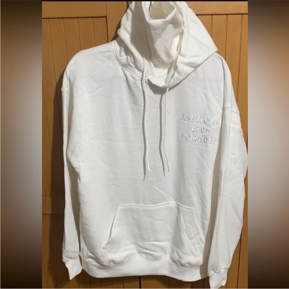 Unisex White
Embroidered Hoodie With Built in
Facemask Large - Picture 3 of 17